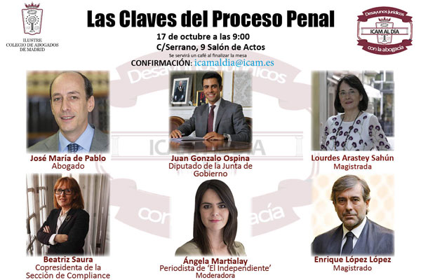 El ICAM analiza sobre las claves del proceso penal en su primer Desayunos Jurídicos