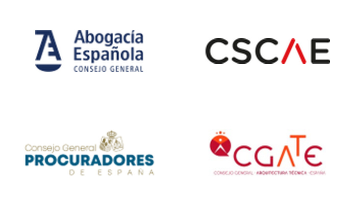 Consejo General de Procuradores de España, junto a las instituciones representantes de Abogacía, Arquitectos y Arquitectos Técnicos